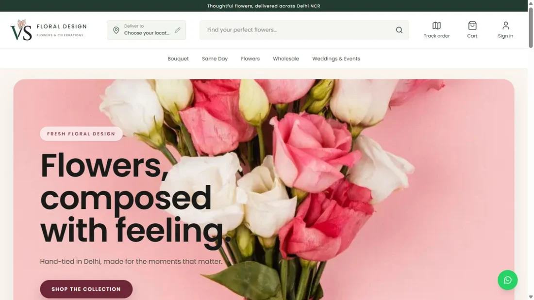 VS Floral Design public website preview